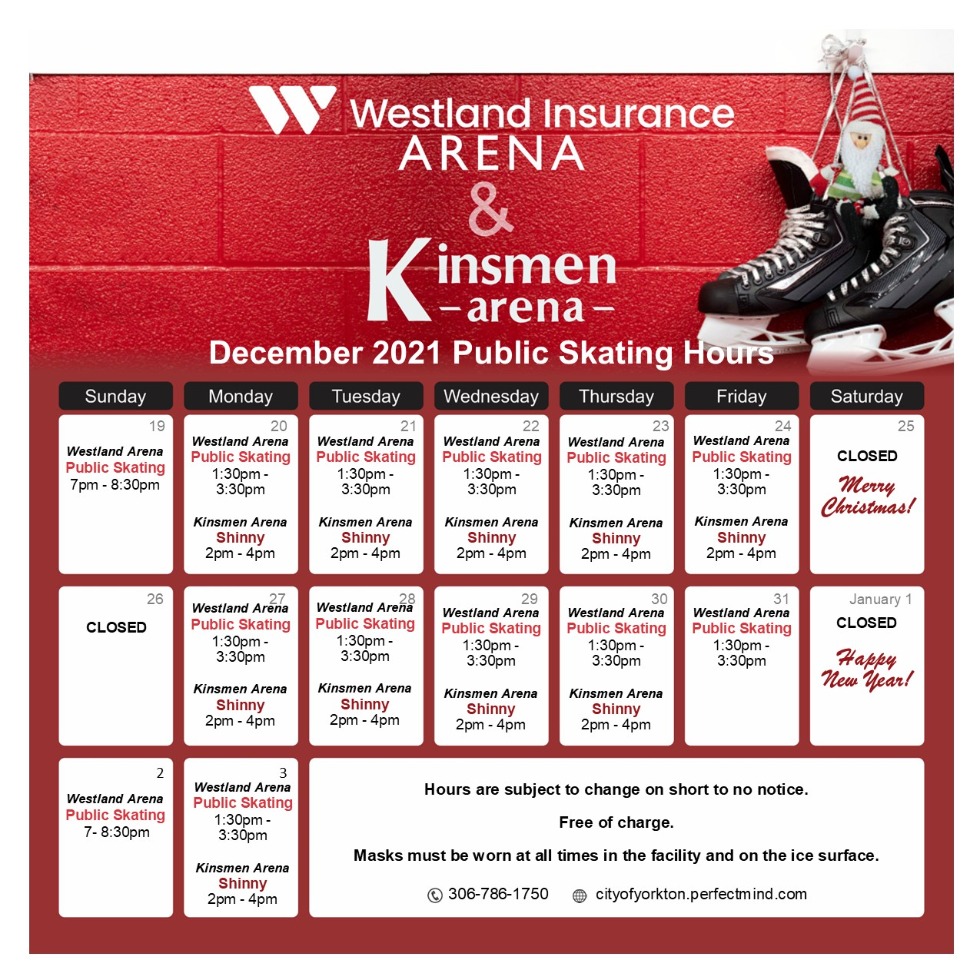 Westland Insurance Area & Kinsmen Arena Holiday Hours Westland Insurance Area & Kinsmen Arena Holiday Hours