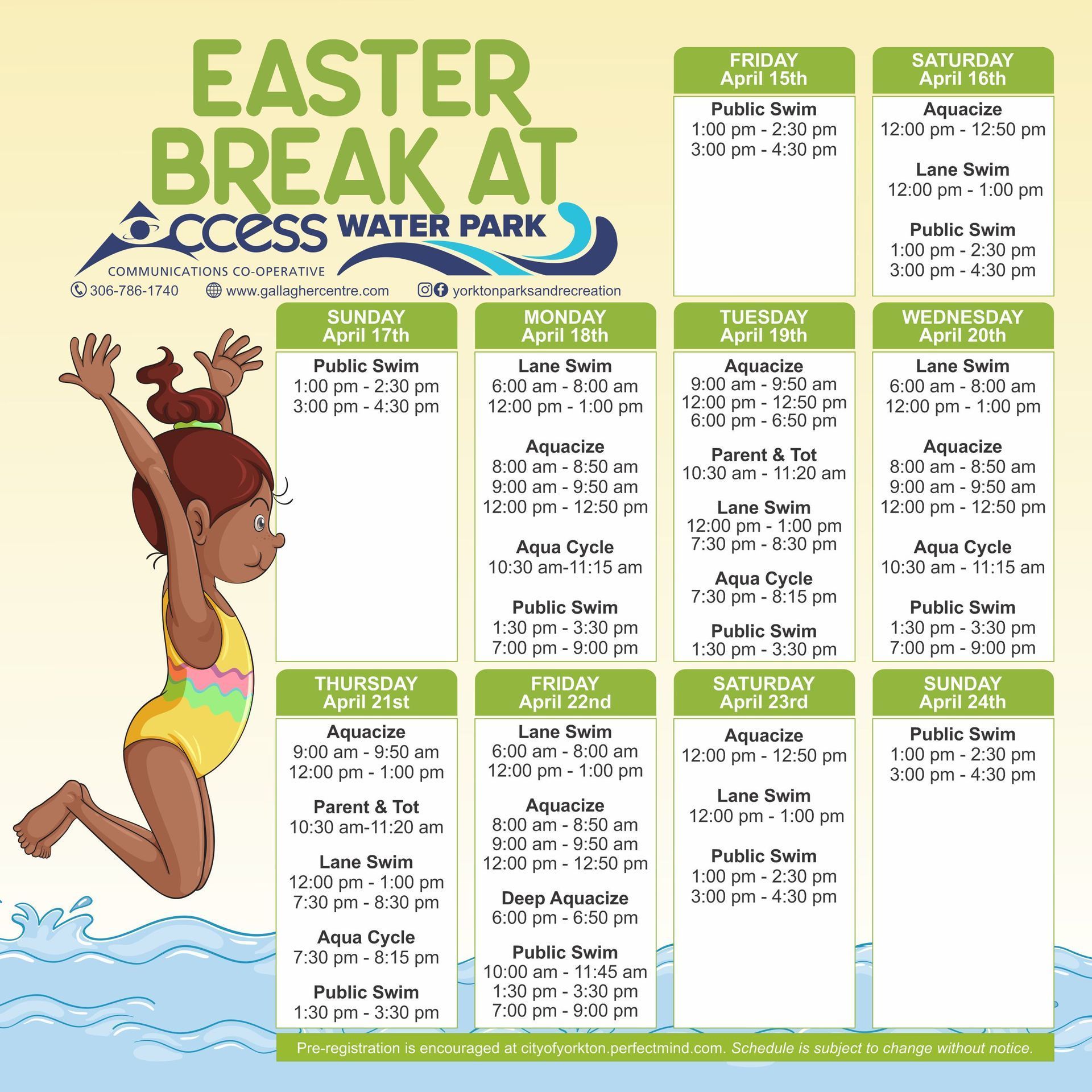 Water Park Schedule