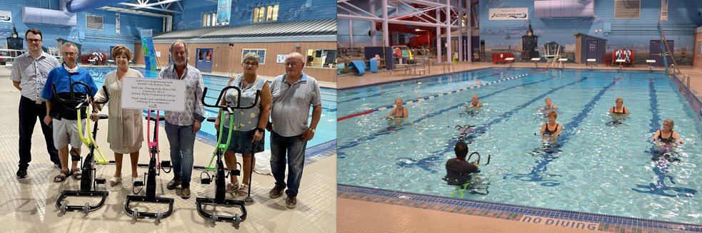 Water Bikes during fitness class in the water