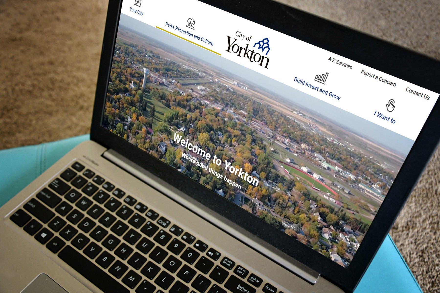 City of Yorkton website on a laptop 