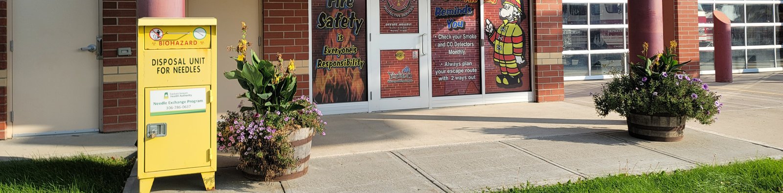 Needle bin drop off at Fire Hall