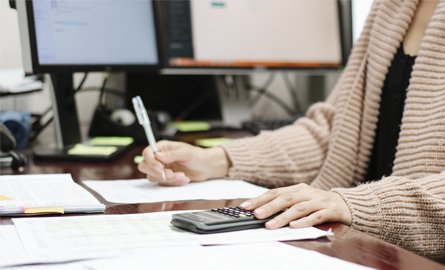 desk and calculator