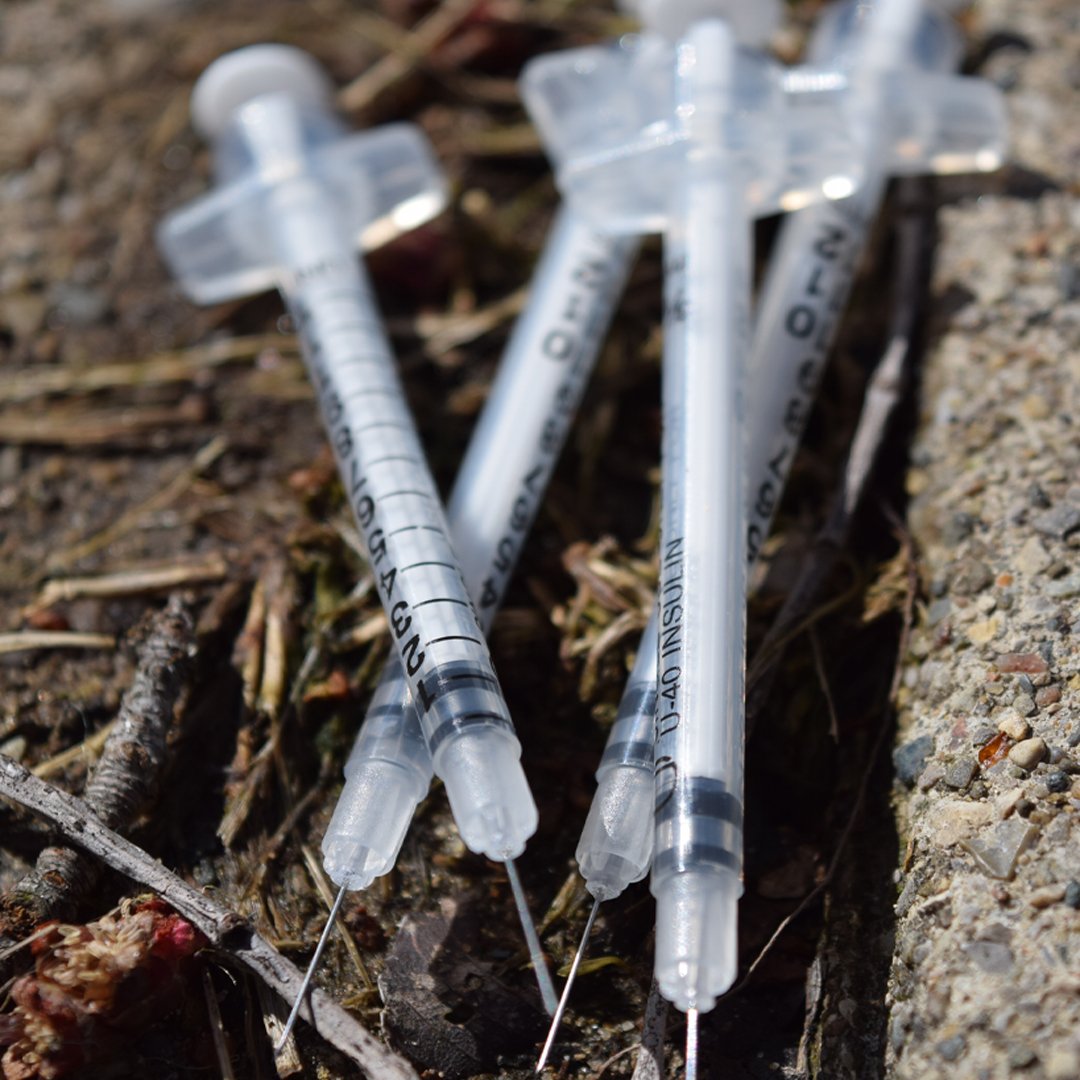 Needles on ground