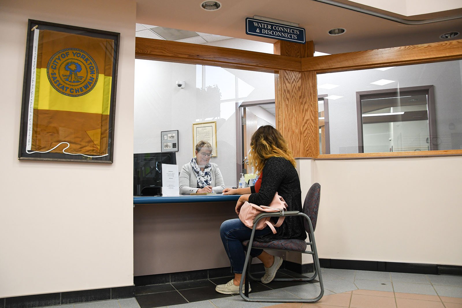 person sitting at counter