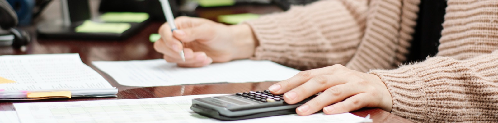 desk and calculator