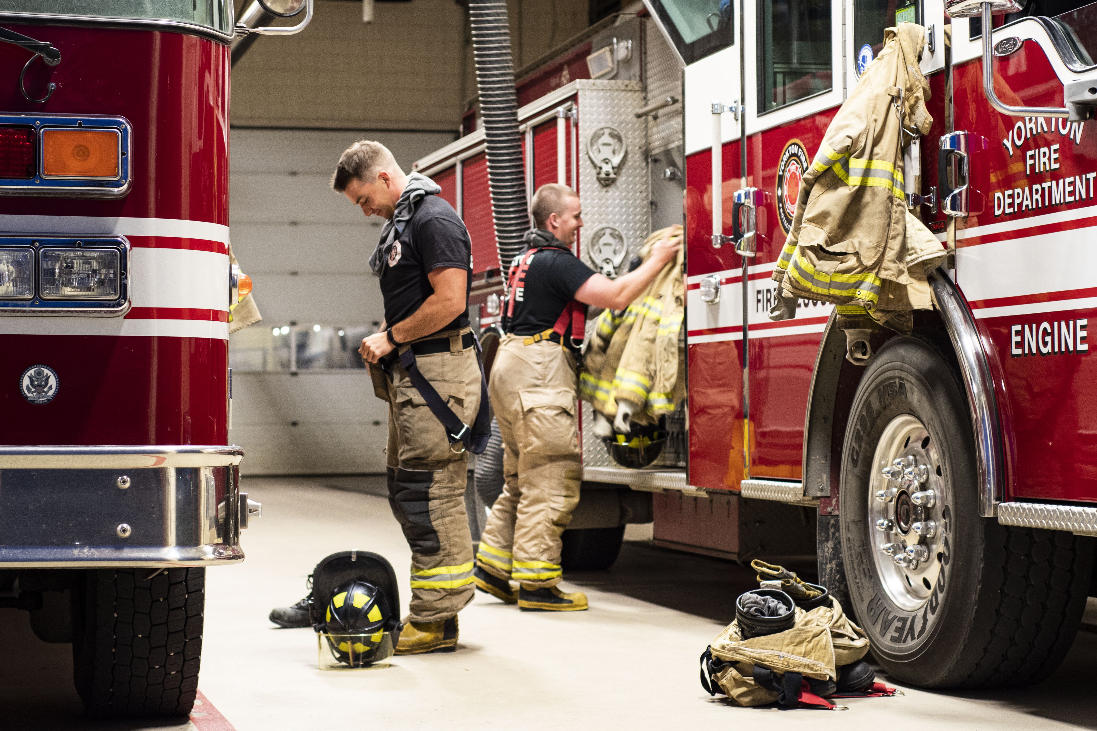 firefighters getting ready