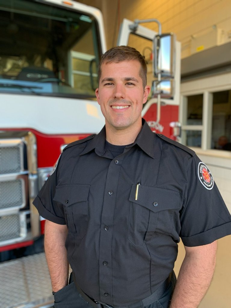 Firefighter posing
