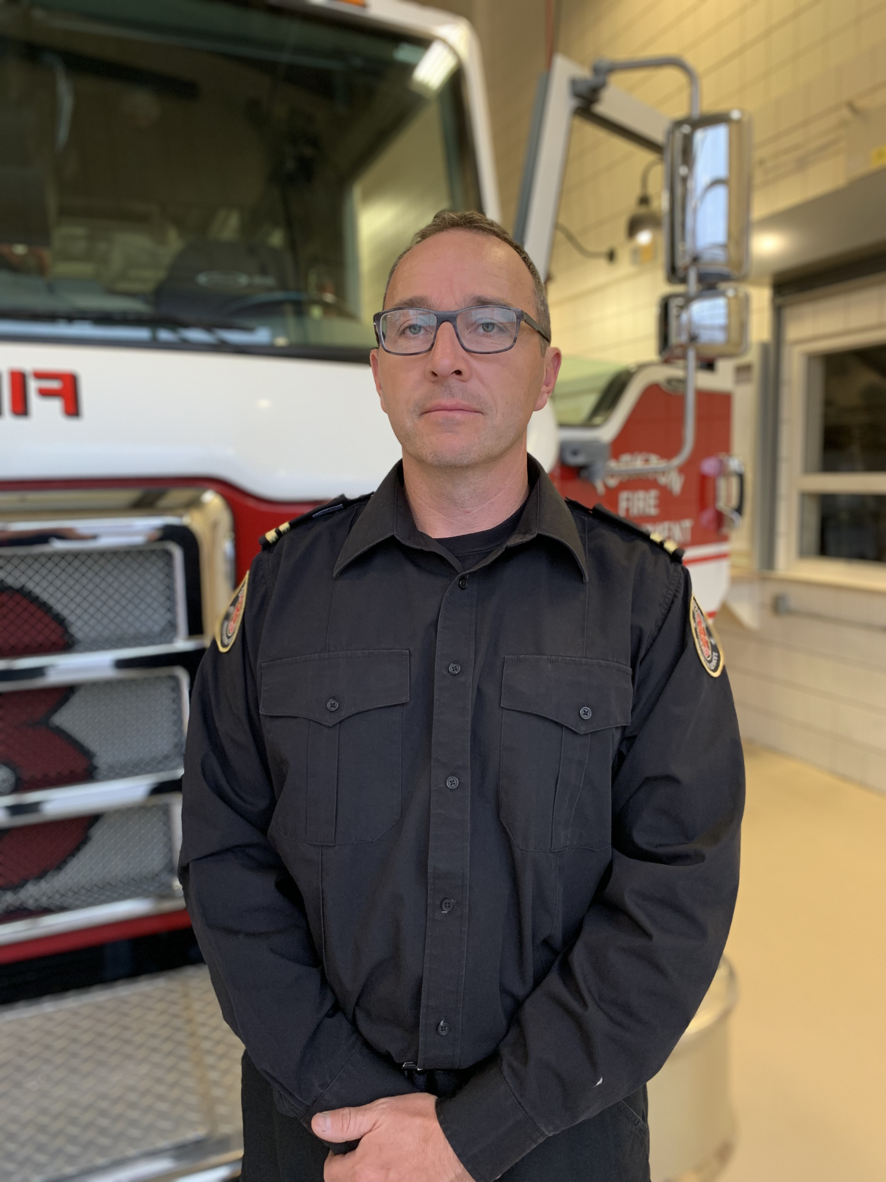 Firefighter posing