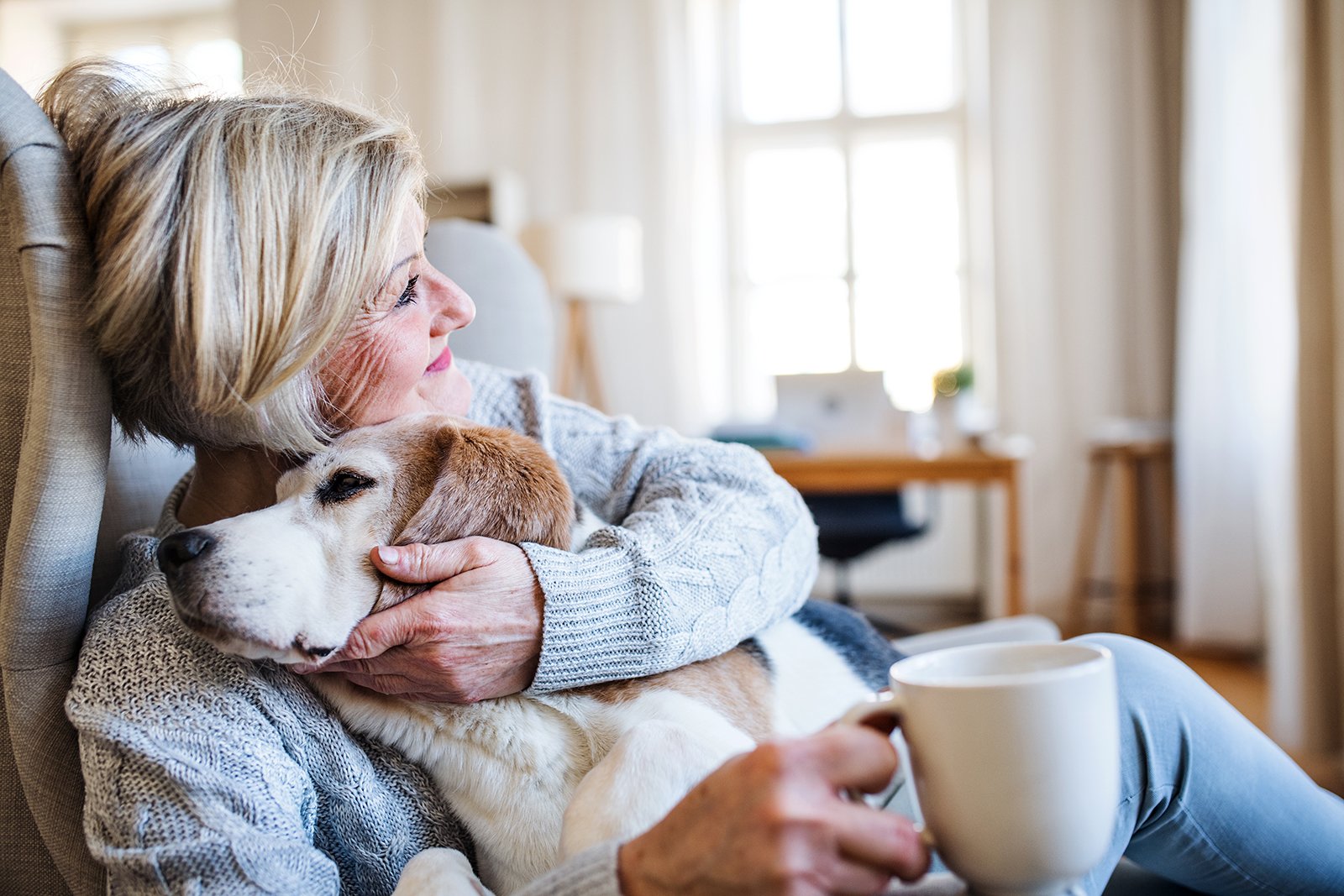 senior with dog