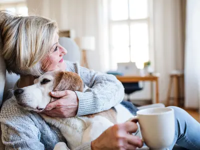 senior with dog
