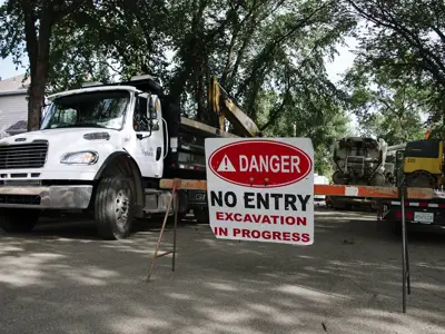 construction sign with truck