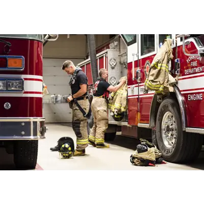 firefighters getting ready