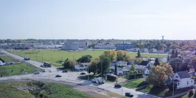 vehicles driving in roundabout